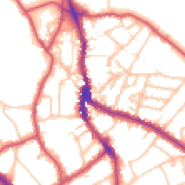 Daytime road noise heatmap for NW3 1HN