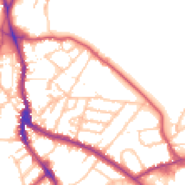 Daytime road noise heatmap for NW3 1JY