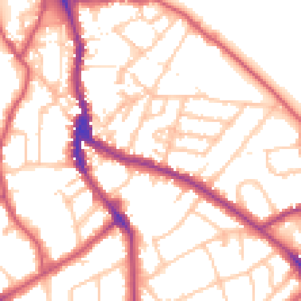 Daytime road noise heatmap for NW3 1PZ
