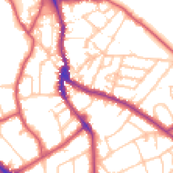 Daytime road noise heatmap for NW3 1QA