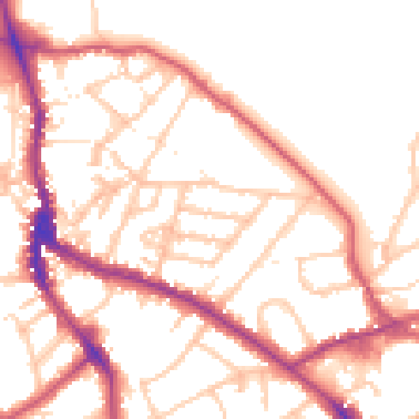 Daytime road noise heatmap for NW3 1ST