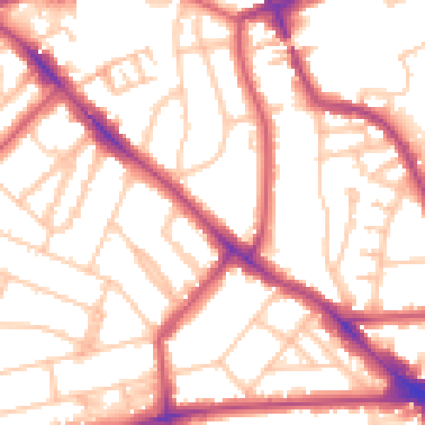 Daytime road noise heatmap for NW3 2AY