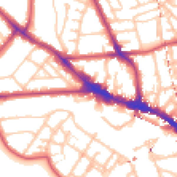 Daytime road noise heatmap for NW3 2BN