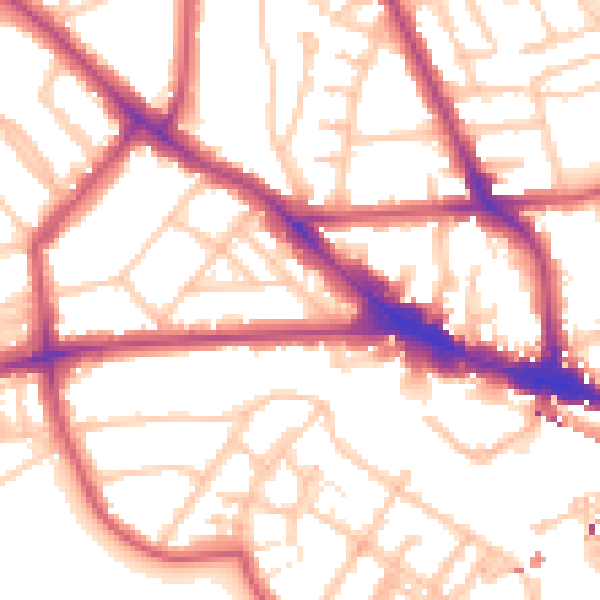 Daytime road noise heatmap for NW3 2BS