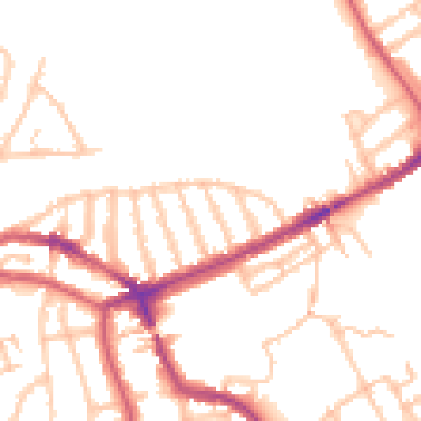 Daytime road noise heatmap for NW3 2JX