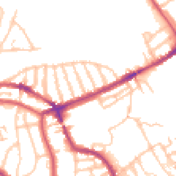 Daytime road noise heatmap for NW3 2JZ