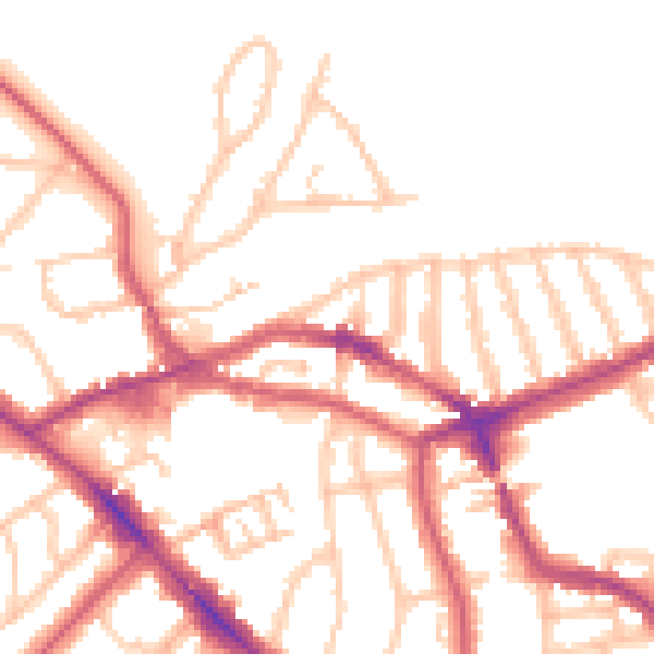 Daytime road noise heatmap for NW3 2PB