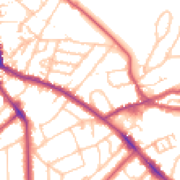 Daytime road noise heatmap for NW3 2PH