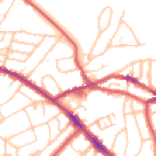 Daytime road noise heatmap for NW3 2PU