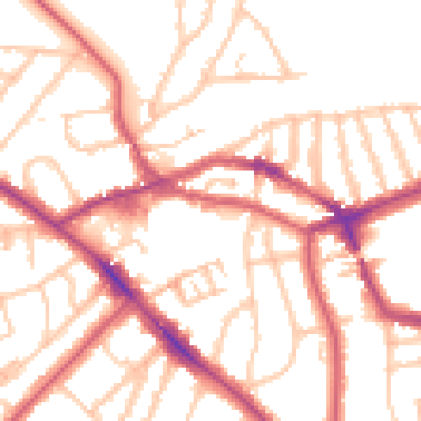 Daytime road noise heatmap for NW3 2QH