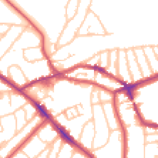 Daytime road noise heatmap for NW3 2QX