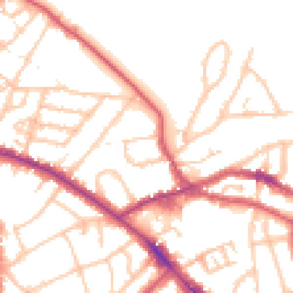 Daytime road noise heatmap for NW3 2RP