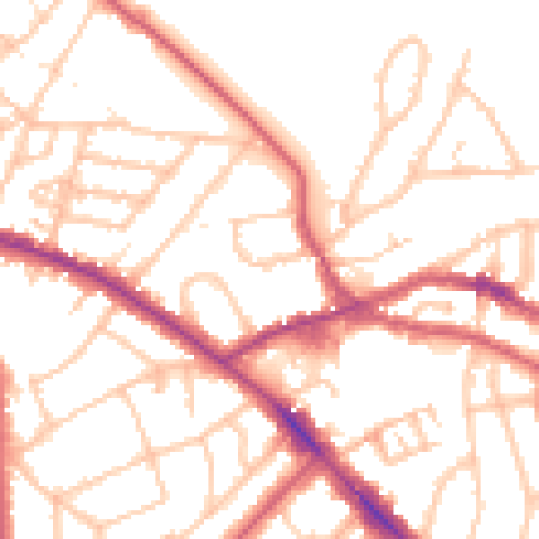 Daytime road noise heatmap for NW3 2RU