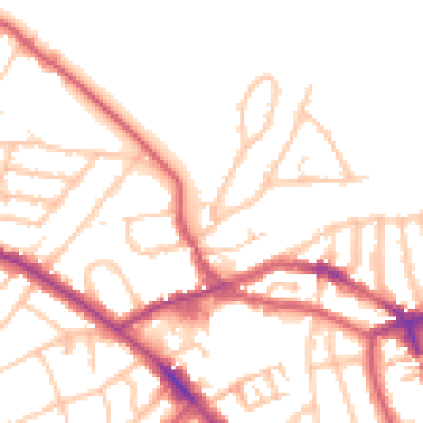 Daytime road noise heatmap for NW3 2SB