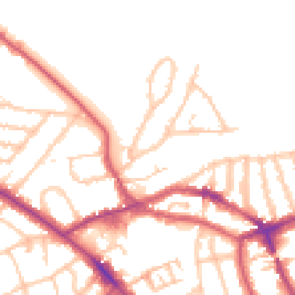 Daytime road noise heatmap for NW3 2SY