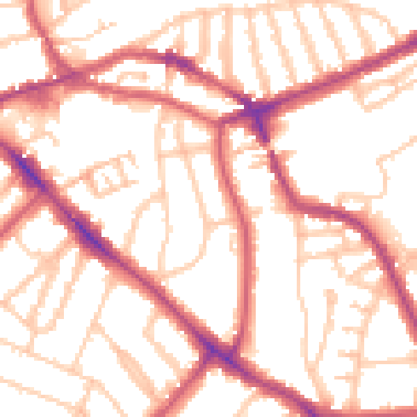 Daytime road noise heatmap for NW3 2UU