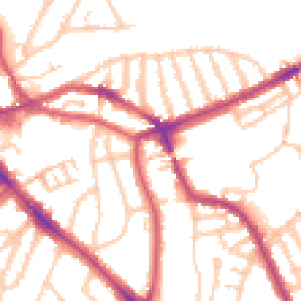 Daytime road noise heatmap for NW3 2YY