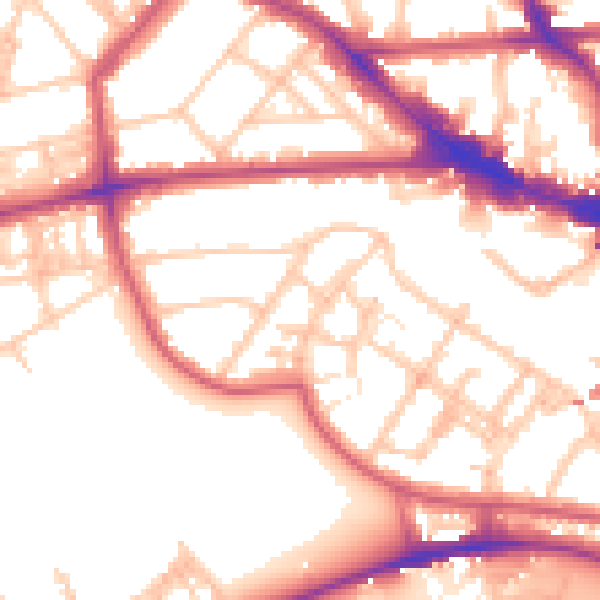 Daytime road noise heatmap for NW3 3AP