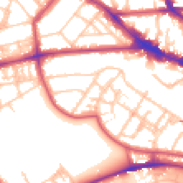 Daytime road noise heatmap for NW3 3AR