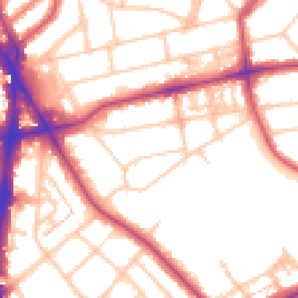 Daytime road noise heatmap for NW3 3DN