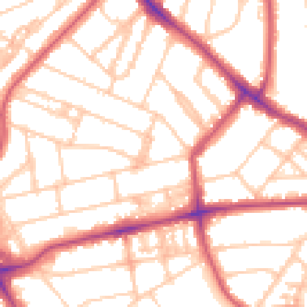 Daytime road noise heatmap for NW3 3EH