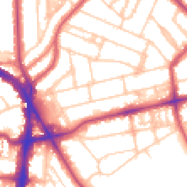 Daytime road noise heatmap for NW3 3ES