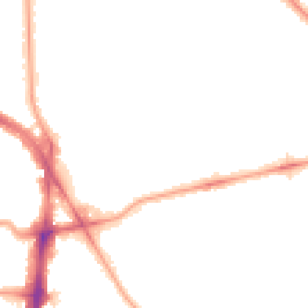 Night-time road noise heatmap for NW3 3ES