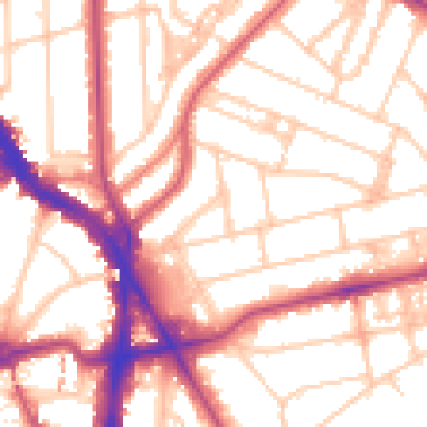 Daytime road noise heatmap for NW3 3HR