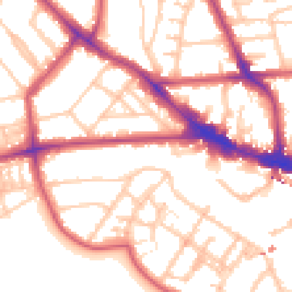 Daytime road noise heatmap for NW3 3QB