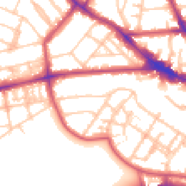Daytime road noise heatmap for NW3 3RP
