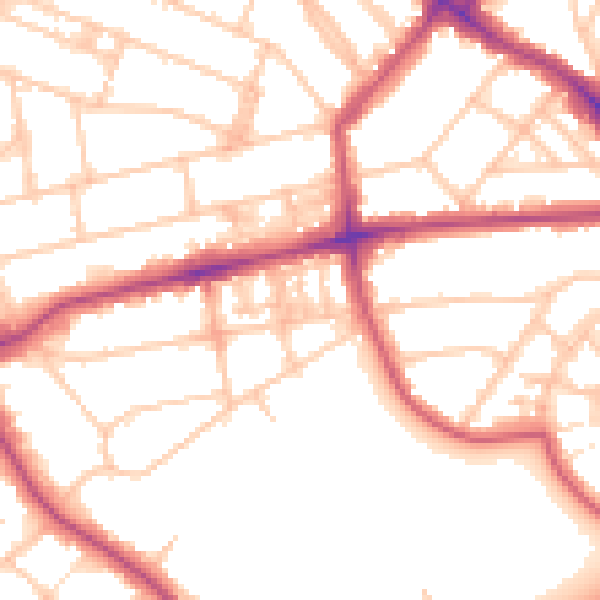 Daytime road noise heatmap for NW3 3SD
