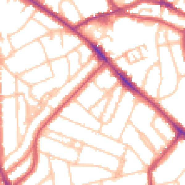 Daytime road noise heatmap for NW3 4AB