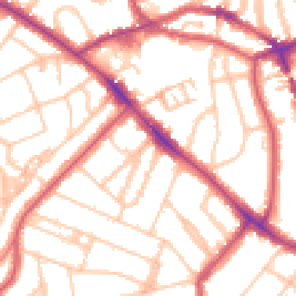 Daytime road noise heatmap for NW3 4BX