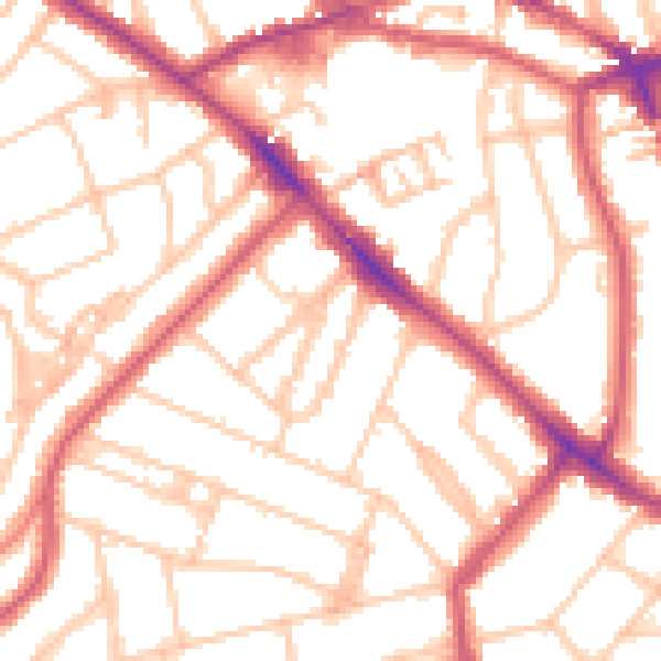 Daytime road noise heatmap for NW3 4BY