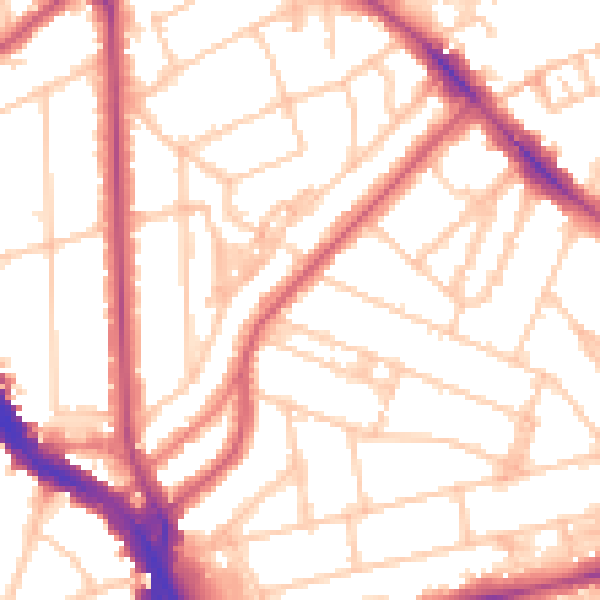 Daytime road noise heatmap for NW3 4ES