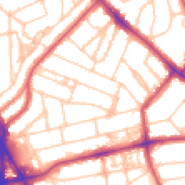 Daytime road noise heatmap for NW3 4HS