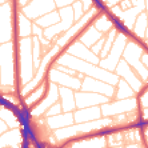 Daytime road noise heatmap for NW3 4HU