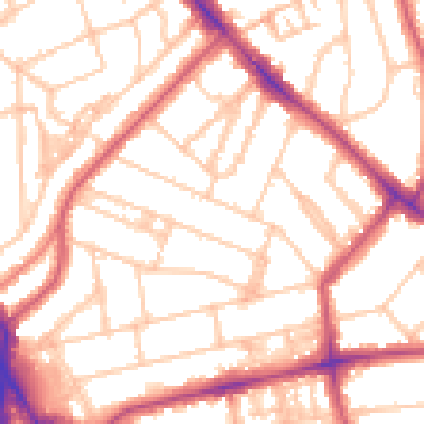 Daytime road noise heatmap for NW3 4JL