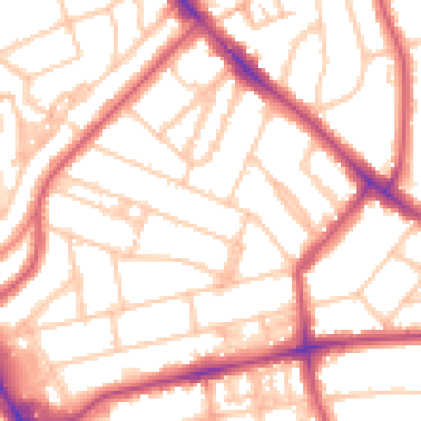 Daytime road noise heatmap for NW3 4JN
