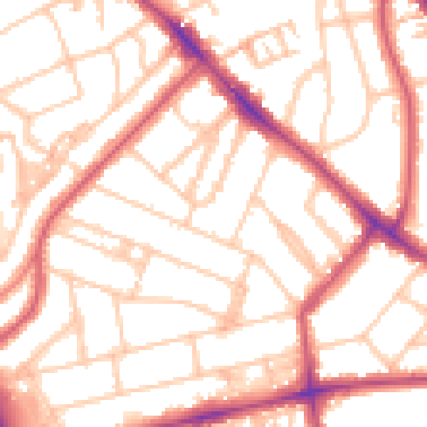 Daytime road noise heatmap for NW3 4LX