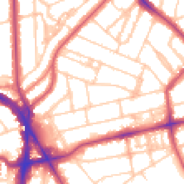 Daytime road noise heatmap for NW3 4PA