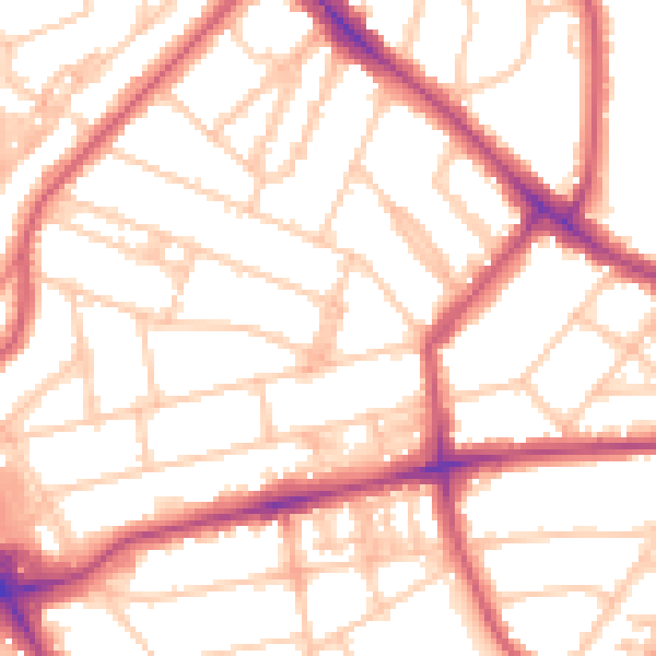 Daytime road noise heatmap for NW3 4PE