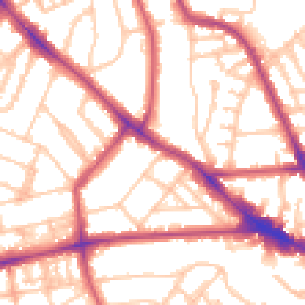 Daytime road noise heatmap for NW3 4RJ