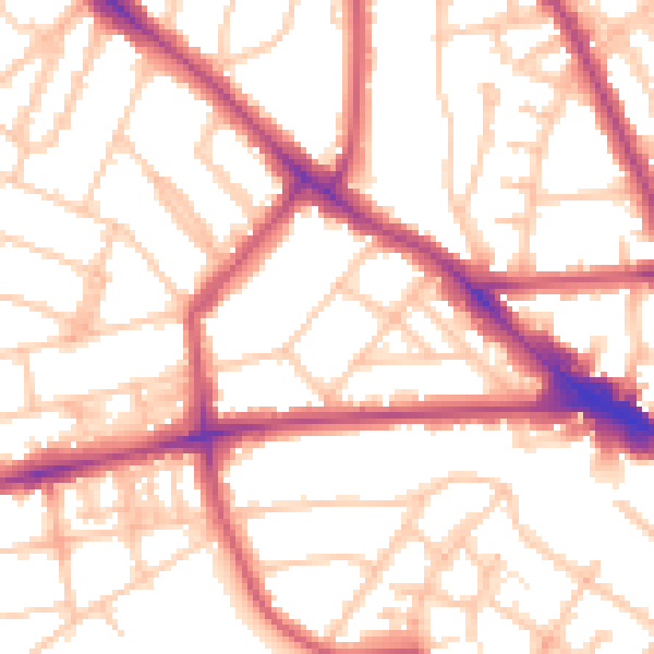 Daytime road noise heatmap for NW3 4SE
