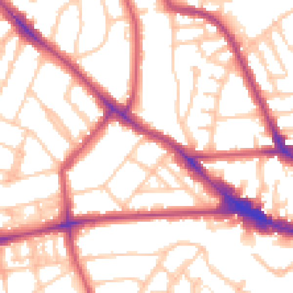 Daytime road noise heatmap for NW3 4SJ
