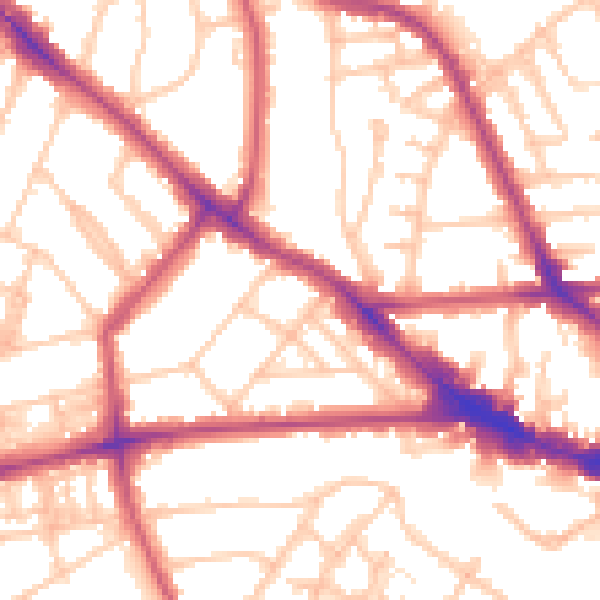 Daytime road noise heatmap for NW3 4SP