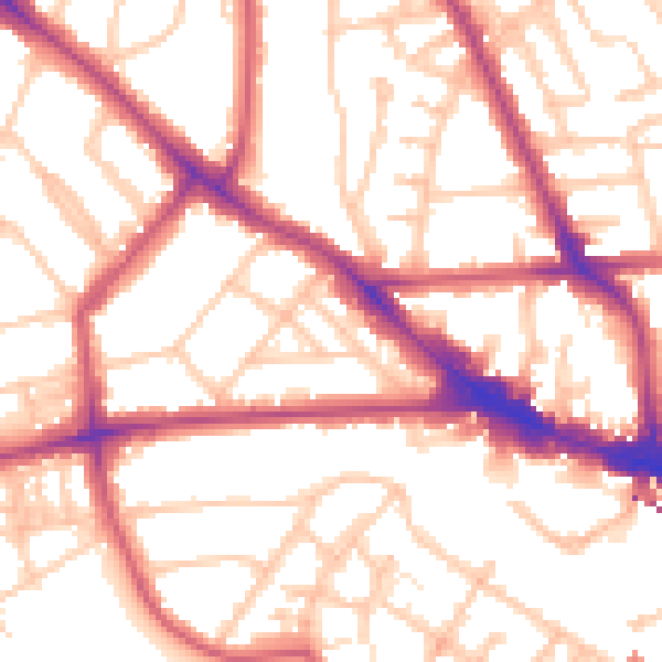 Daytime road noise heatmap for NW3 4SX