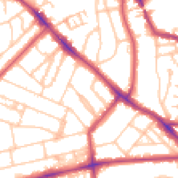 Daytime road noise heatmap for NW3 4XS