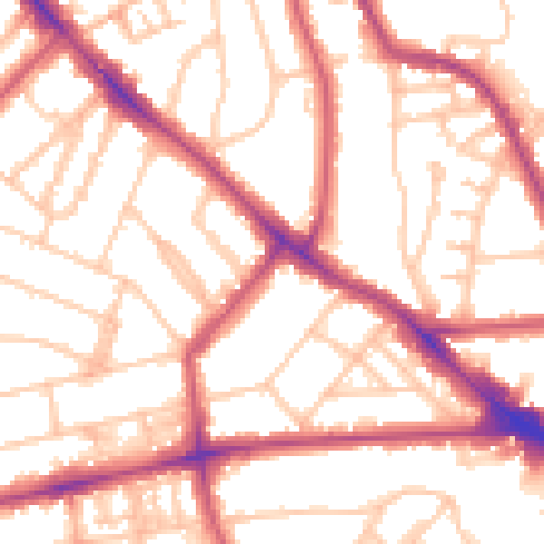 Daytime road noise heatmap for NW3 4YA