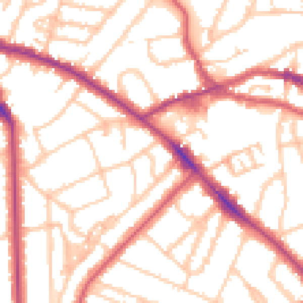 Daytime road noise heatmap for NW3 5AA